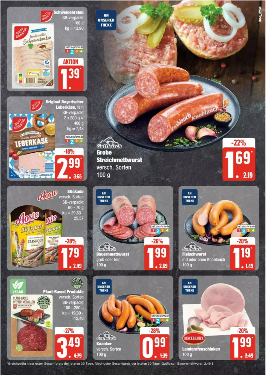 Aktueller Prospekt Edeka - Prospekte - von 15.07 bis 20.07.2024 - strona 9 - produkty: auer, Bau, Bauer, eis, fleisch, fleischwurst, gutfleisch, knoblauch, Mett, mettwurst, mit oder ohne knoblauch, reis, Ti, wurst, ZTE