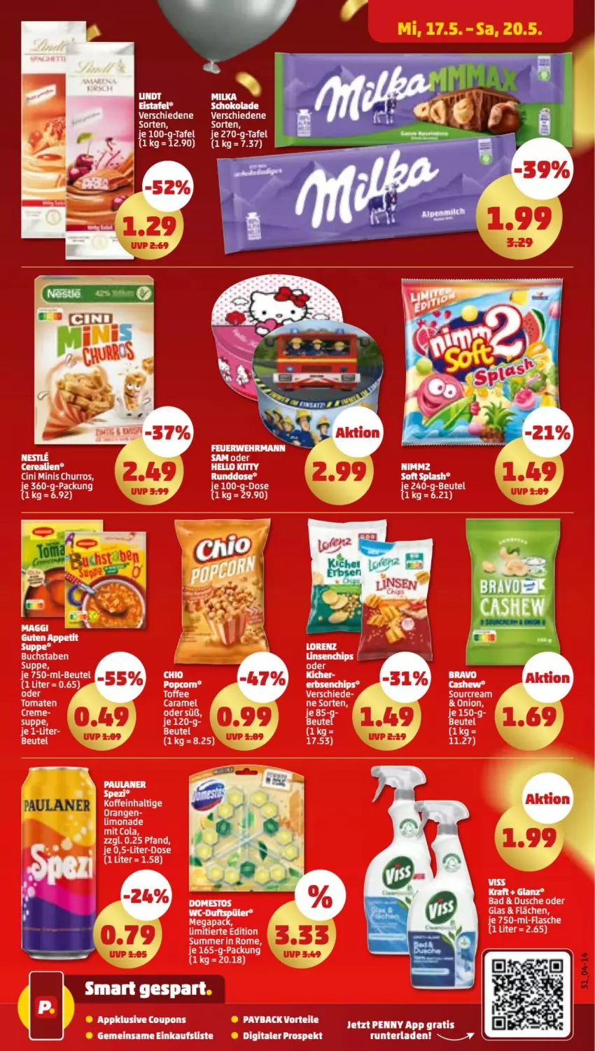 Aktueller Prospekt Penny - Prospekte - von 15.05 bis 20.05.2023 - strona 31 - produkty: Bad, beutel, Bravo, Cashew, cerealien, cola, coupon, coupons, creme, dusche, flasche, kraft, LG, limo, limonade, orange, orangen, Paula, paulaner, payback, schoko, schokolade, Spezi, suppe, Ti, tomate, tomaten