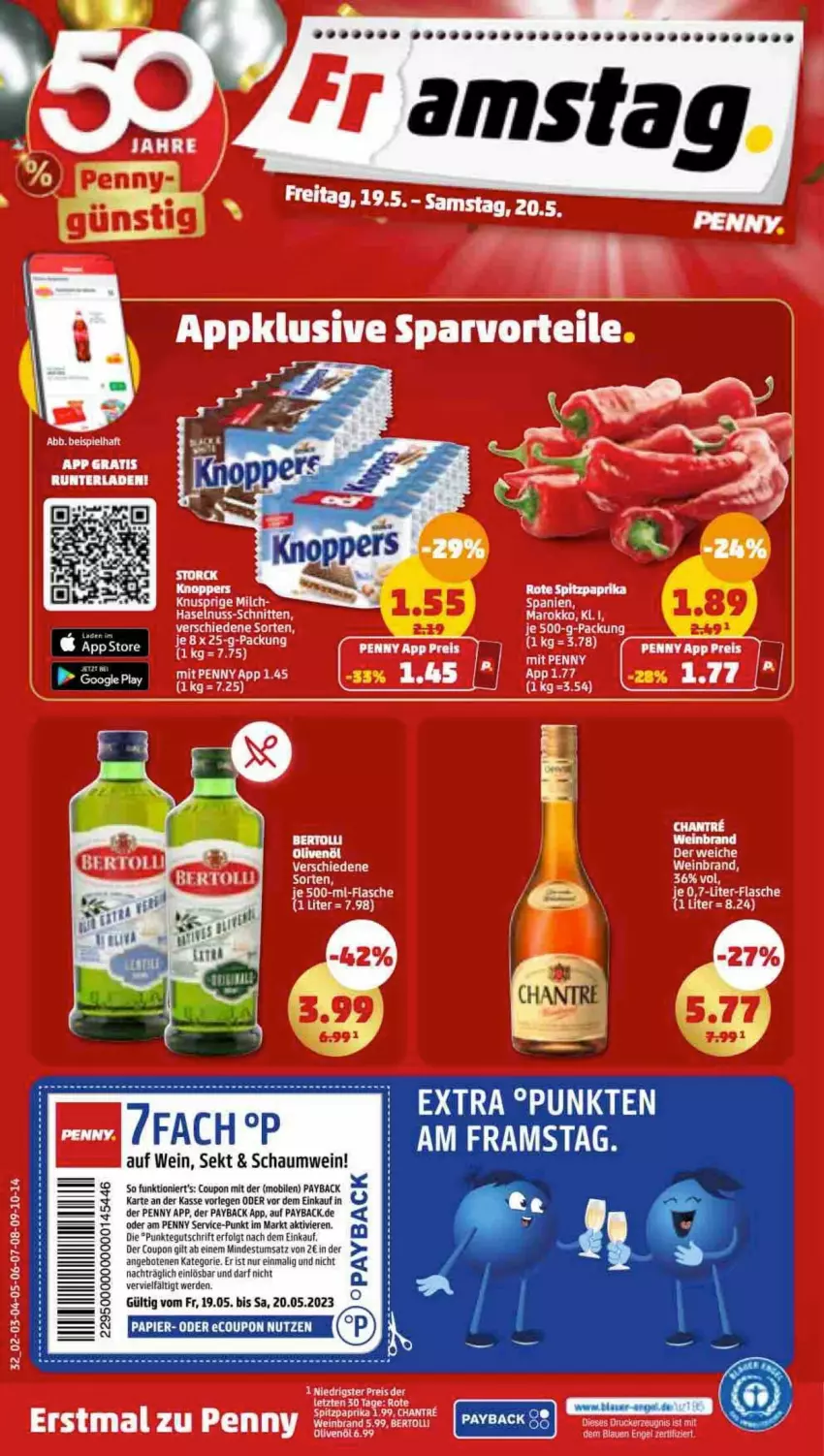 Aktueller Prospekt Penny - Prospekte - von 15.05 bis 20.05.2023 - strona 32 - produkty: angebot, angebote, bertolli, coupon, eis, ente, erde, HP, LG, paprika, payback, reis, sekt, Spitzpaprika, tee, Ti, wein, weinbrand