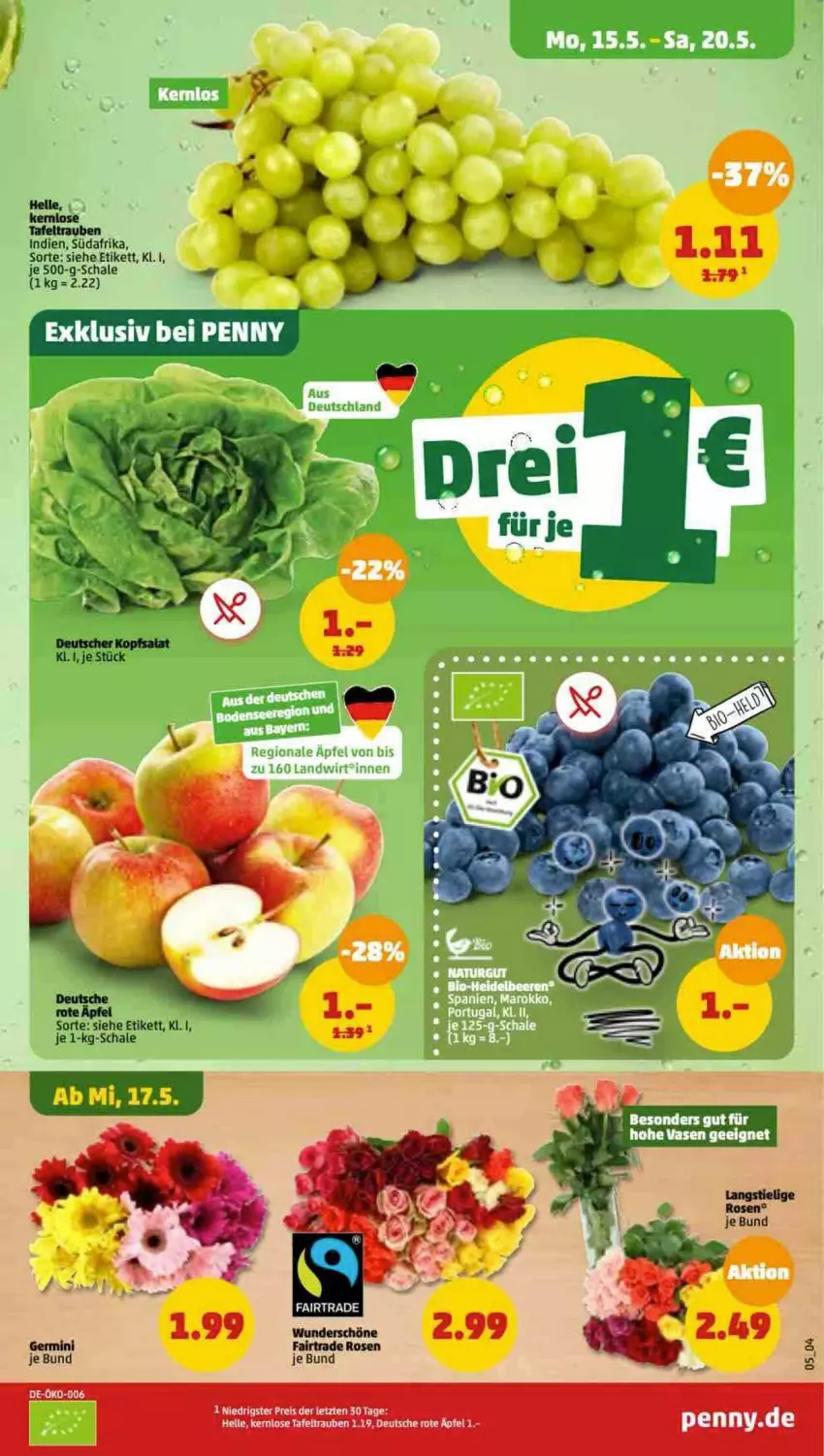 Aktueller Prospekt Penny - Prospekte - von 15.05 bis 20.05.2023 - strona 5 - produkty: eis, elle, reis, Schal, Schale, tafeltrauben, Ti, trauben, ZTE