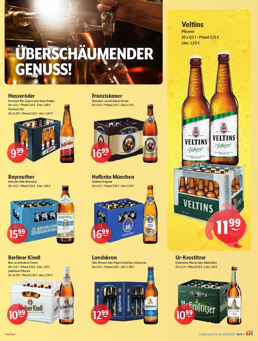 Aktueller Prospekt Getraenke Hoffmann - Prospekte - von 21.02 bis 26.02.2022 - strona 7 - produkty: alkohol, almdudler, Alwa, berliner, berliner kindl, bier, Cap, capri-sun, coca-cola, cola, Effect, eis, fanta, fanta oder, fanta oder sprite, franziskaner, gin, hasseröder, Hefe, hero, Jubiläums, limo, limonade, Mezzo Mix, mineralwasser, natur, natur radler, nuss, oder sprite, pils, pilsener, pilsner, premium pils, radler, sprite, Ti, veltins, wasser, weissbier, zucker