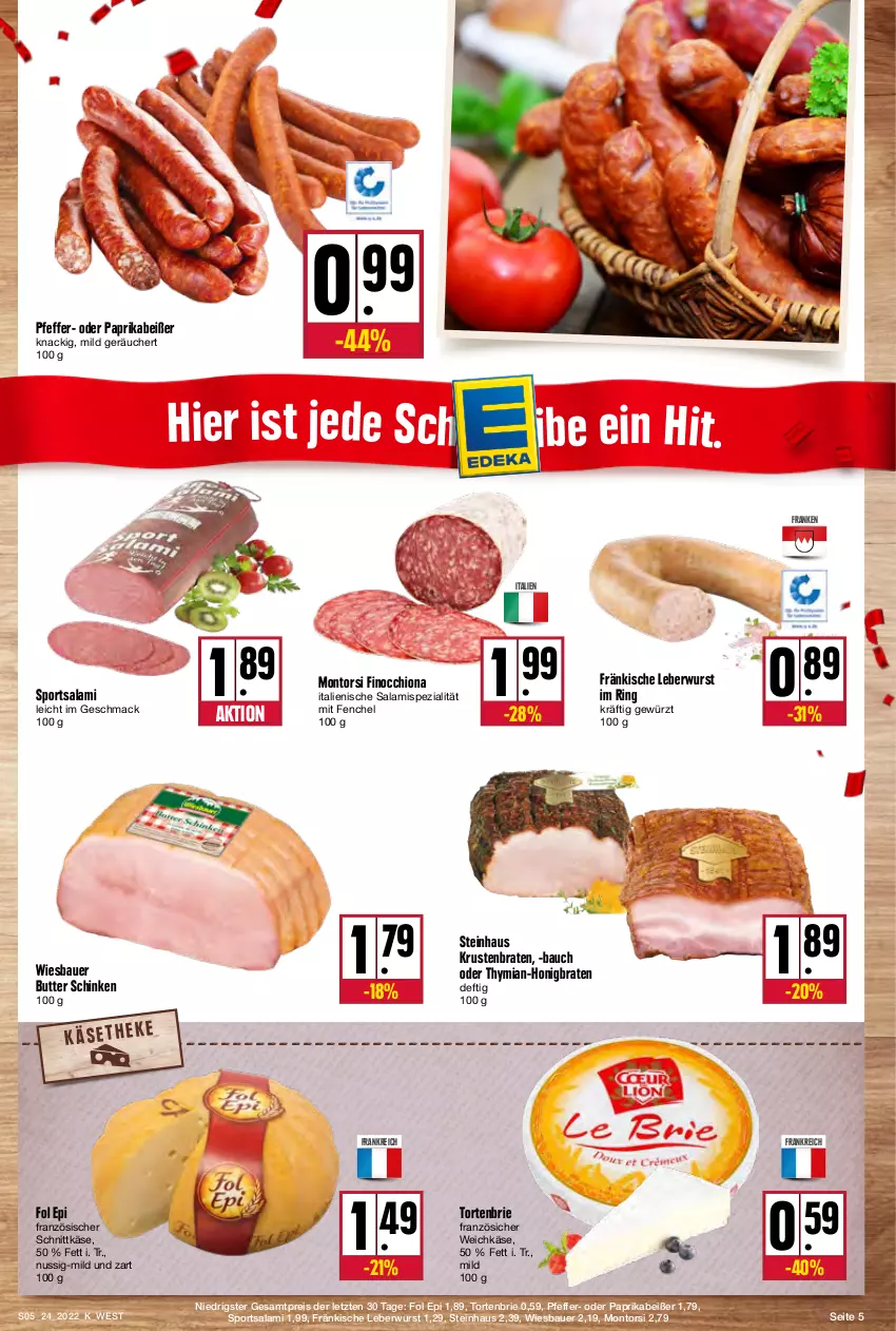 Aktueller Prospekt Kupsch - Angebote der Woche - von 13.06 bis 18.06.2022 - strona 5 - produkty: auer, Bau, Bauer, braten, brie, butter, eis, fenchel, fol epi, gewürz, honig, Käse, krustenbraten, leberwurst, mac, montorsi, nuss, paprika, pfeffer, reis, ring, salami, schinken, schnittkäse, Spezi, Sport, steinhaus, Ti, torte, weichkäse, wiesbauer, wurst, ZTE