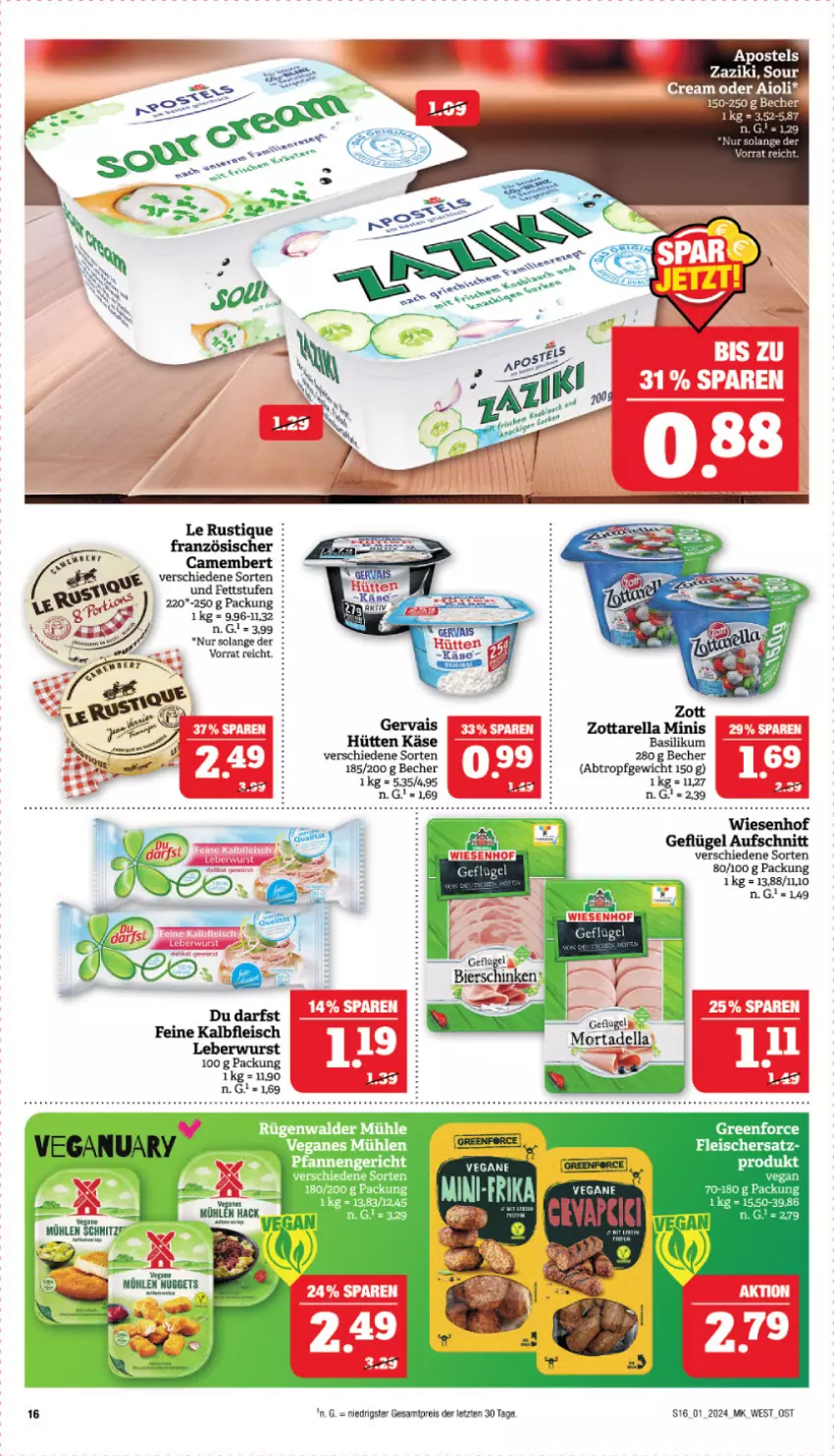 Aktueller Prospekt Marktkauf - Prospekt - von 31.12.2023 bis 06.01.2024 - strona 16 - produkty: aioli, aufschnitt, basilikum, Becher, camembert, eis, Geflügel, Le Rustique, reis, sour cream, Ti, zaziki, ZTE