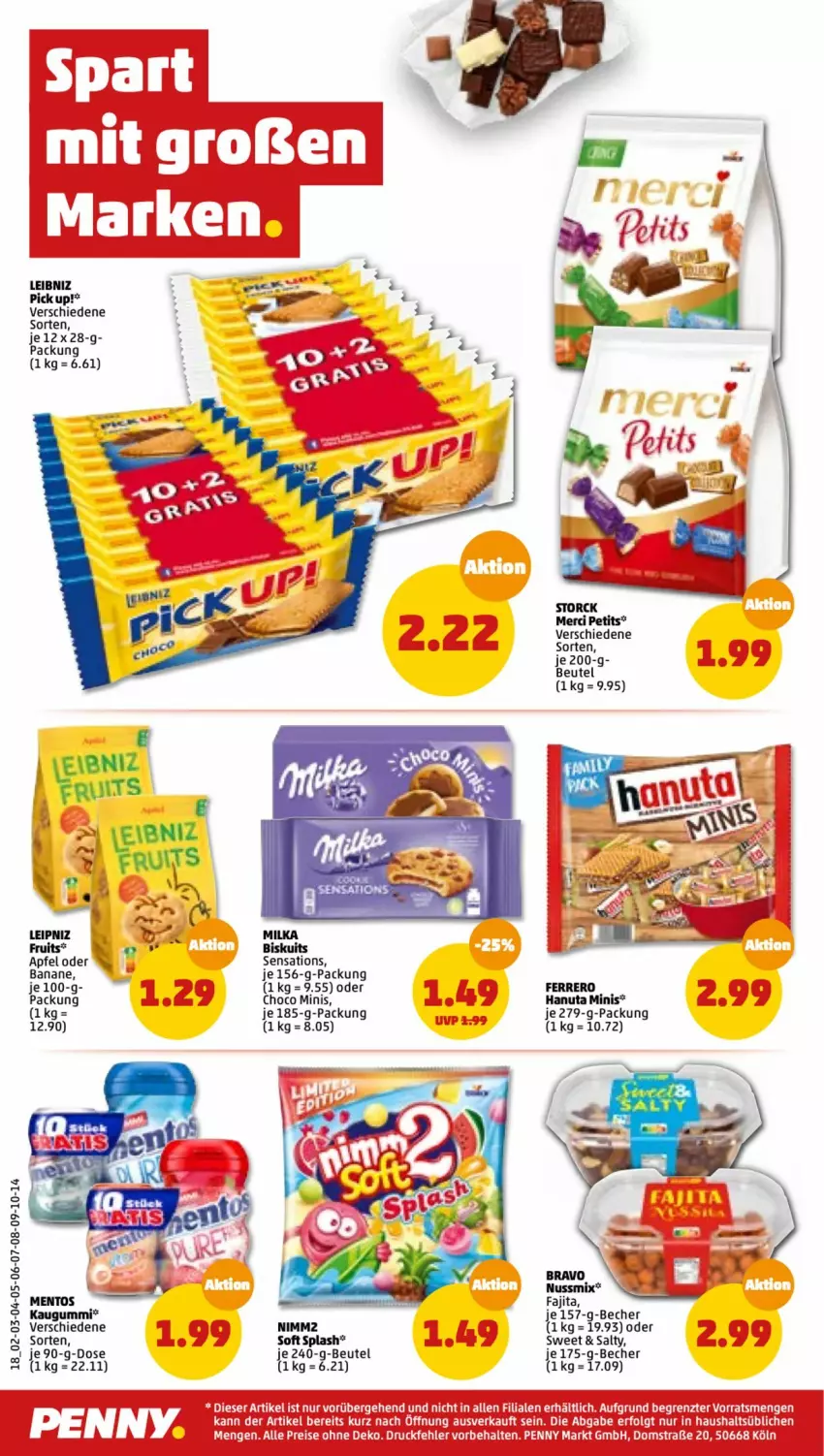 Aktueller Prospekt Penny - Prospekte - von 13.06 bis 18.06.2022 - strona 18 - produkty: aeg, apfel, banane, Becher, beutel, Bravo, eier, eis, ferrero, hanuta, kaugummi, leibniz, merci, milka, nimm2, nuss, Nussmix, Pick Up!, reis, sensations, storck, Ti, ZTE