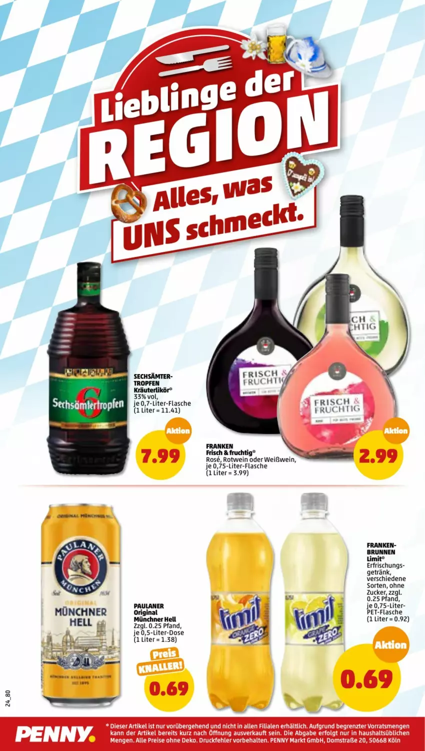 Aktueller Prospekt Penny - Prospekte - von 13.06 bis 18.06.2022 - strona 24 - produkty: brunnen, eis, flasche, frucht, getränk, gin, kräuter, kräuterlikör, LG, likör, Paula, paulaner, pet-flasche, reis, rotwein, Ti, wein, Weißwein, ZTE, zucker