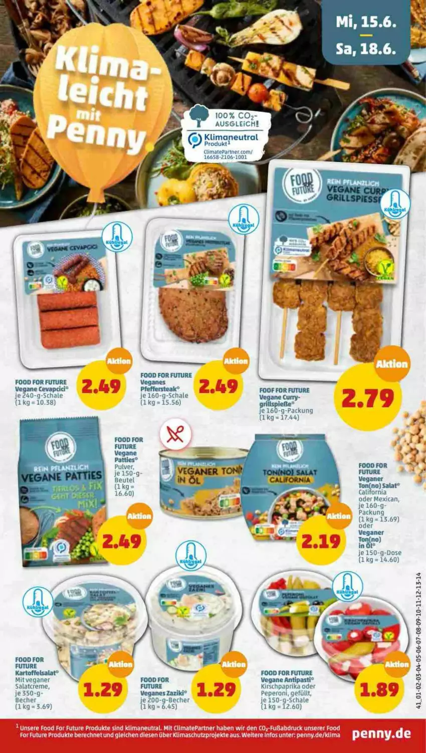 Aktueller Prospekt Penny - Prospekte - von 13.06 bis 18.06.2022 - strona 41 - produkty: antipasti, asti, Becher, beutel, cevapcici, creme, HP, kartoffel, kartoffelsalat, kirsch, LG, paprika, peperoni, Peroni, pfeffer, salat, salatcreme, Schal, Schale, steak, Ti