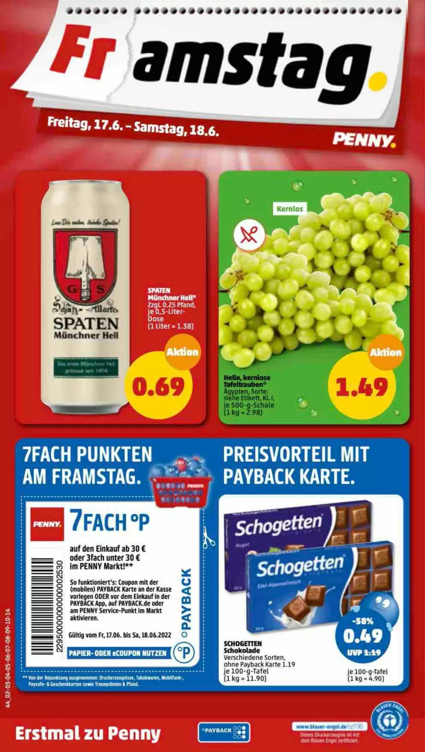 Aktueller Prospekt Penny - Prospekte - von 13.06 bis 18.06.2022 - strona 44 - produkty: coupon, eis, papier, payback, preisvorteil, reis, schogetten, schoko, schokolade, Ti