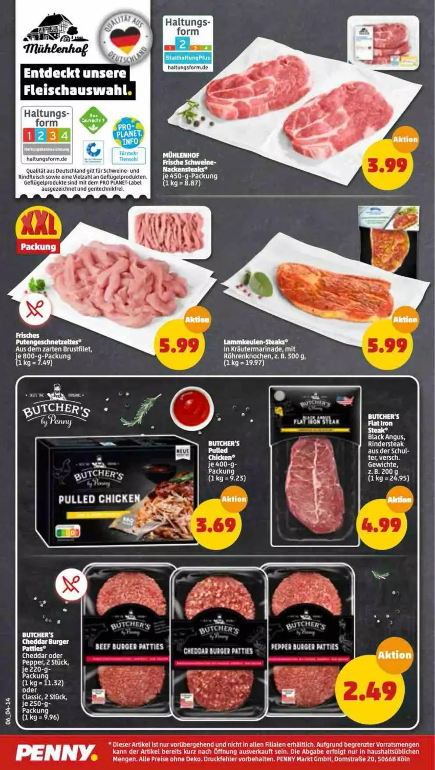 Aktueller Prospekt Penny - Prospekte - von 13.06 bis 18.06.2022 - strona 6 - produkty: beef, brustfilet, burger, eis, ente, filet, fleisch, Geflügel, geflügelprodukte sind mit dem, kräuter, lack, LG, marinade, Nackensteak, nackensteaks, rind, rindfleisch, schwein, schweine, steak, steaks, Ti, wein, weine, ZTE