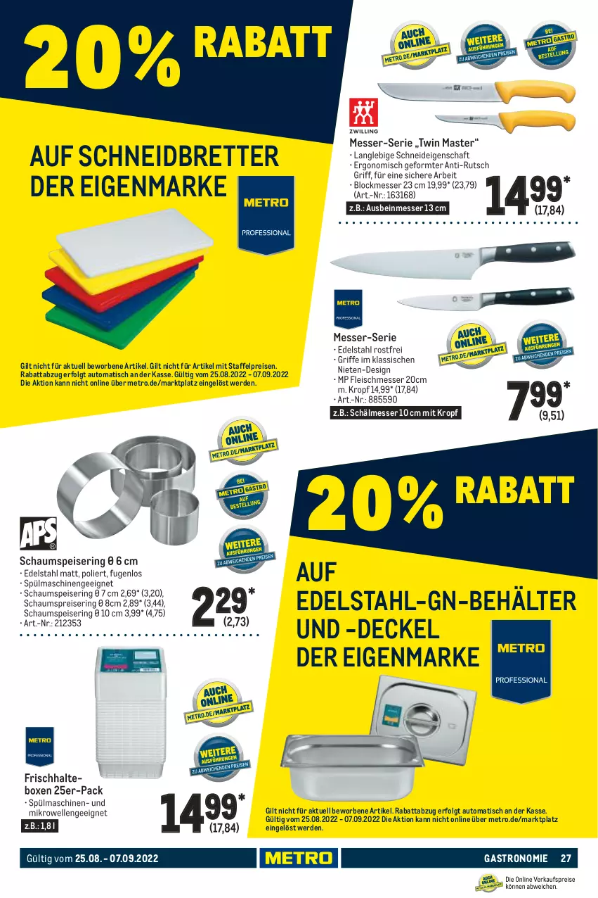 Aktueller Prospekt Metro - GastroJournal - von 25.08 bis 07.09.2022 - strona 27 - produkty: auto, Behälter, decke, Deckel, edelstahl, eis, elle, erde, fleisch, LG, messer, Metro, mikrowelle, reis, ring, spülmaschinen, Ti, tisch, usb