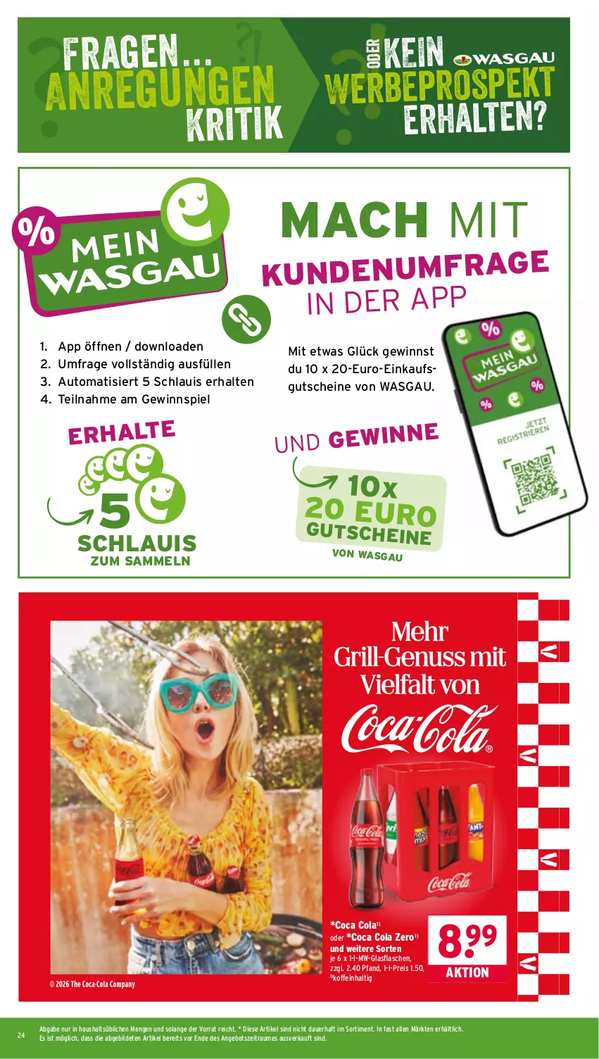 Aktueller Prospekt Wasgau - von 26.05 bis 30.05.2026 - strona 24 - produkty: angebot, auer, auto, cola, eis, flasche, gewinnspiel, glasflasche, gutschein, gutscheine, mac, reis, Ti