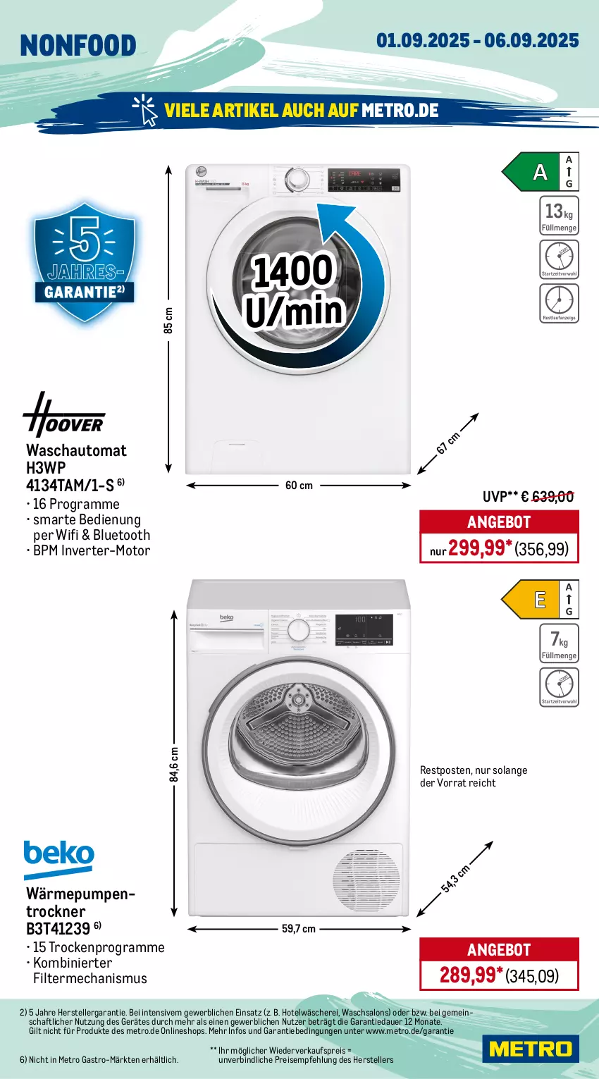 Aktueller Prospekt Metro - Wochen-Angebote Gastro - von 01.08 bis 06.09.2025 - strona 18 - produkty: angebot, auer, auto, backofen, besteck, edelstahl, eis, elle, getränk, getränke, getränkespender, herdarten, Löffel, messer, Metro, metro gastro, Ofen, office, pfanne, pfannen, reis, Schere, spülmaschinen, teller, Ti, Trockner, wärmepumpentrockner