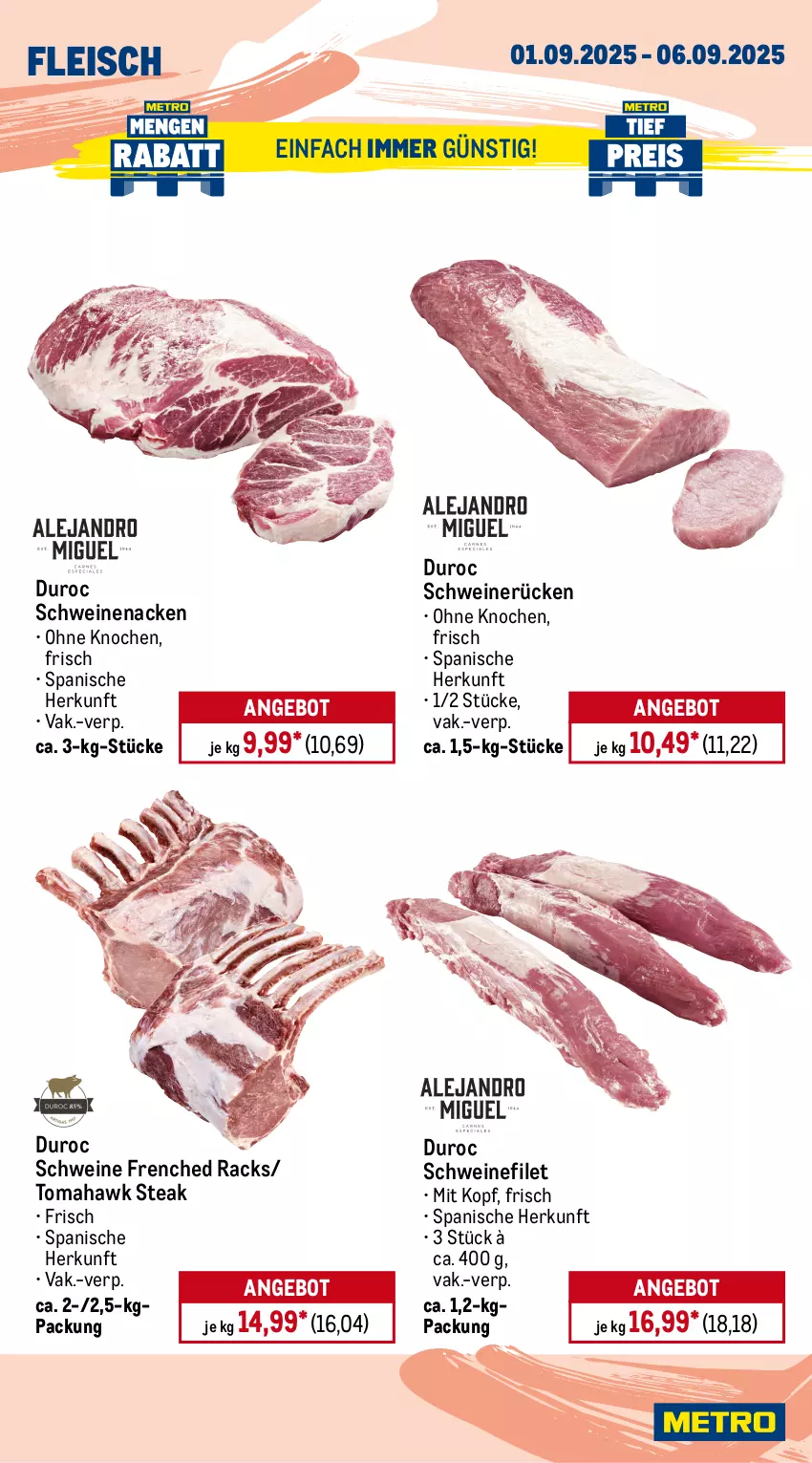 Aktueller Prospekt Metro - Wochen-Angebote Gastro - von 01.08 bis 06.09.2025 - strona 4 - produkty: Abtei, angebot, angebote, aqua, eis, filet, fisch, fischtheke, fleisch, frischfisch, lachs, Metro, reis, Rotbarsch, rotbarschfilet, rwe, Schal, Schale, schwein, schweine, schweinefilet, schweinenacken, schweinerücken, steak, Ti, tiefpreis, wein, weine, Wild
