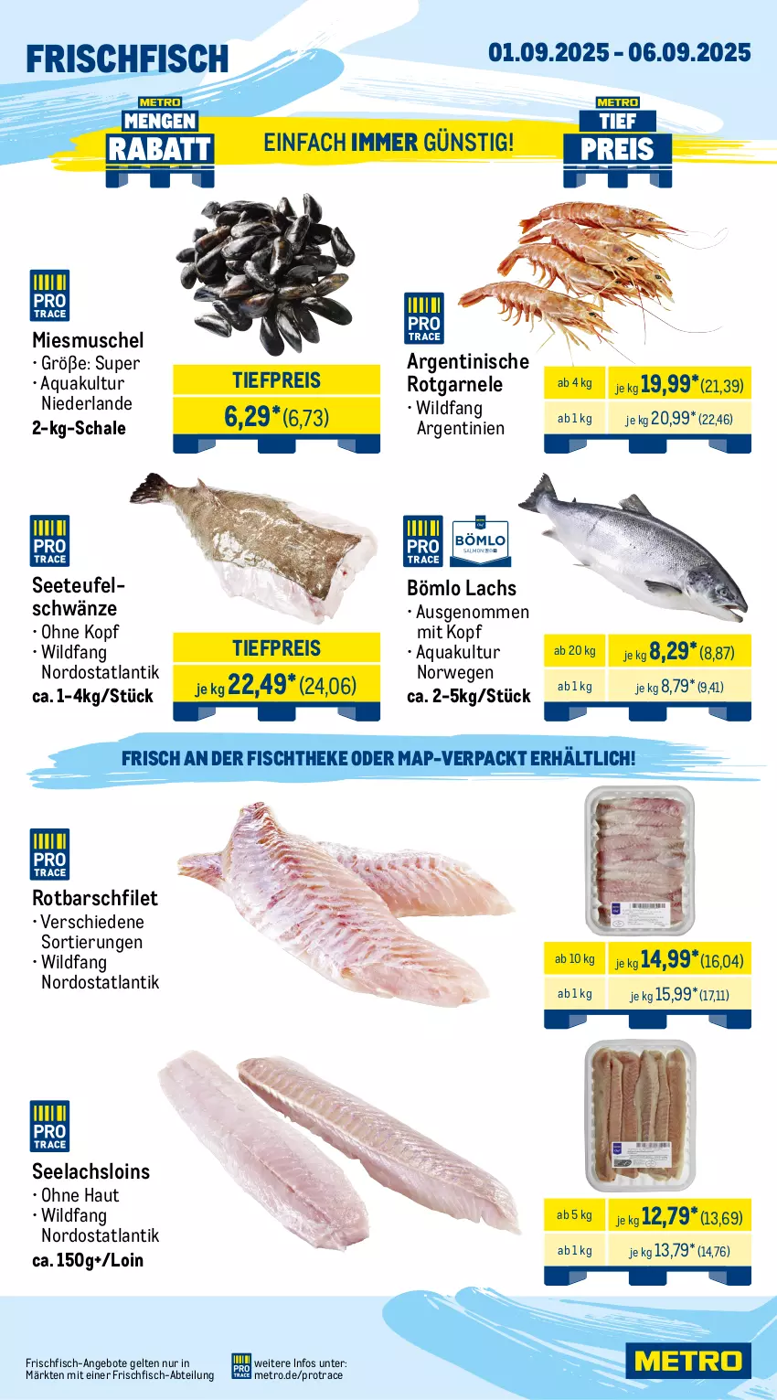 Aktueller Prospekt Metro - Wochen-Angebote Gastro - von 01.08 bis 06.09.2025 - strona 5 - produkty: Abtei, angebot, angebote, aqua, eis, filet, fisch, fischtheke, fleisch, frischfisch, lachs, Metro, reis, Rotbarsch, rotbarschfilet, rwe, Schal, Schale, schwein, schweine, schweinefilet, schweinenacken, schweinerücken, steak, Ti, tiefpreis, wein, weine, Wild