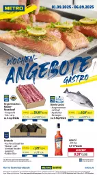 Gazetka promocyjna Metro - Wochen-Angebote Gastro - Gazetka - ważna od 06.09 do 06.09.2025 - strona 1 - produkty: abholpreise, angebot, angebote, aperol, aqua, avocado, beef, eis, flasche, ilag, lachs, Metro, Rauch, reis, rind, rinder, roastbeef, rwe, Ti, tiefpreis
