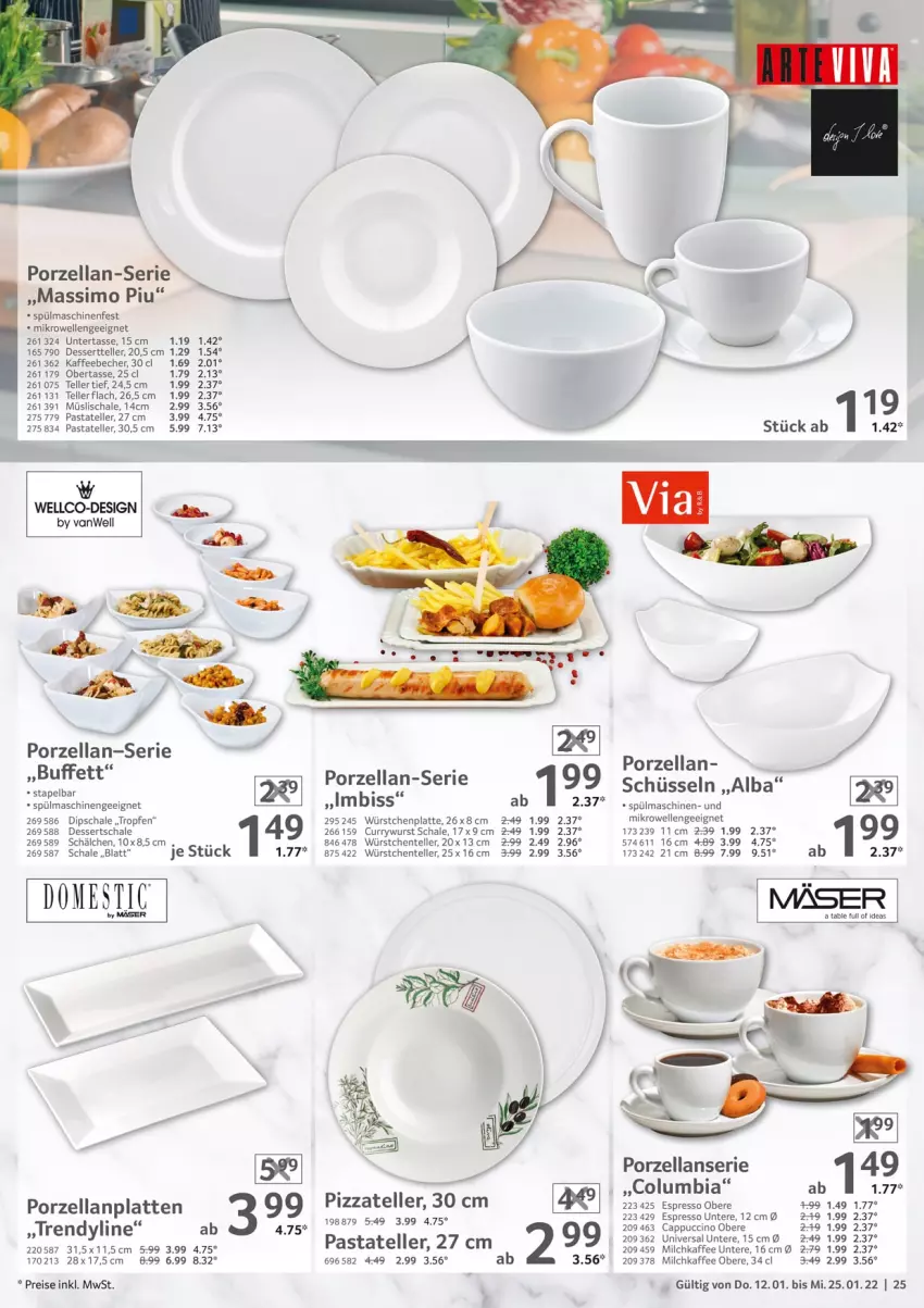 Aktueller Prospekt Selgros - Gastro - von 12.01 bis 25.01.2023 - strona 25 - produkty: Becher, Cap, cappuccino, cin, Columbia, curry, currywurst, dessert, desserts, Dessertteller, dip, Dipschale, eis, elle, ente, espresso, kaffee, kaffeebecher, latte, mikrowelle, milch, müsli, Müslischale, pasta, pizza, reis, Schal, Schale, schüssel, sim, spülmaschinen, tasse, teller, Ti, wurst, würstchen