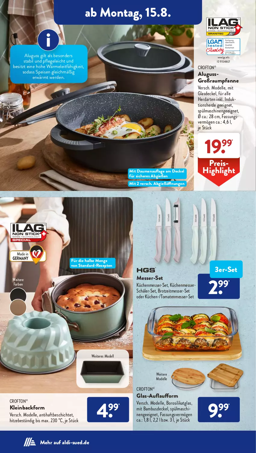 Aktueller Prospekt AldiSud - NÄCHSTE WOCHE - von 15.08 bis 20.08.2022 - strona 10 - produkty: aldi, Backform, bambus, brot, Crofton, crofton®, decke, Deckel, dell, eis, elle, erde, Glasdeckel, herdarten, küche, Küchen, LG, messer, Mode, pfanne, reis, rezept, rezepte, Soda, spülmaschinen, Ti, tomate, tomaten