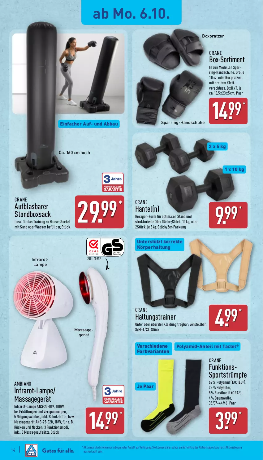 Aktueller Prospekt Aldi Nord - Von Montag - von 06.10 bis 11.10.2025 - strona 14 - produkty: Abba, ambia, Bau, Brei, Brille, dell, elle, gin, gsw, handschuhe, Infrarotlampe, kleid, Kleidung, Lampe, Massagegerät, Mode, Ria, ring, sac, schuhe, Schutzbrille, Sport, strümpfe, Ti, wasser, wolle, ZTE