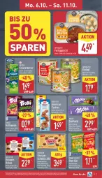 Gazetka promocyjna Aldi Nord - Von Montag - Gazetka - ważna od 11.10 do 11.10.2025 - strona 7 - produkty: beutel, biscotto, butter, cookie, cookies, eintopf, eis, elle, flakes, funny-frisch, gin, kartoffel, keks, kekse, kräuter, kräuterbutter, mandel, mandeln, meggle, milch, milka, pom-bär, pralinen, Schal, Schale, schoko, schokolade, snack, teller, Ti, topf, trolli, ZTE