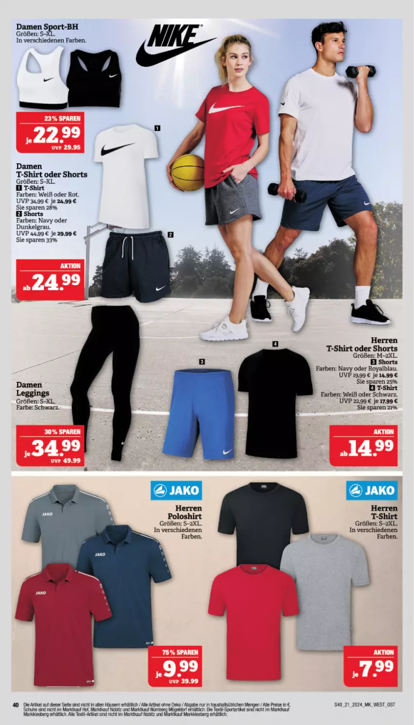 Aktueller Prospekt Marktkauf - Prospekt - von 19.05 bis 25.05.2024 - strona 40 - produkty: damen t-shirt, eis, gin, herren poloshirt, jako, leggings, LG, poloshirt, reis, schuhe, shirt, shorts, Sport, T-Shirt, Ti