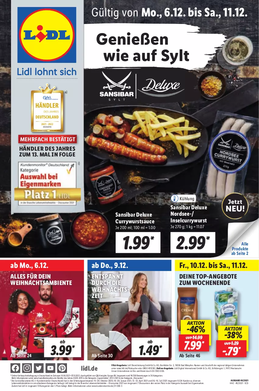 Aktueller Prospekt Lidl - Aktionsprospekt - von 06.12 bis 11.12.2021 - strona 1