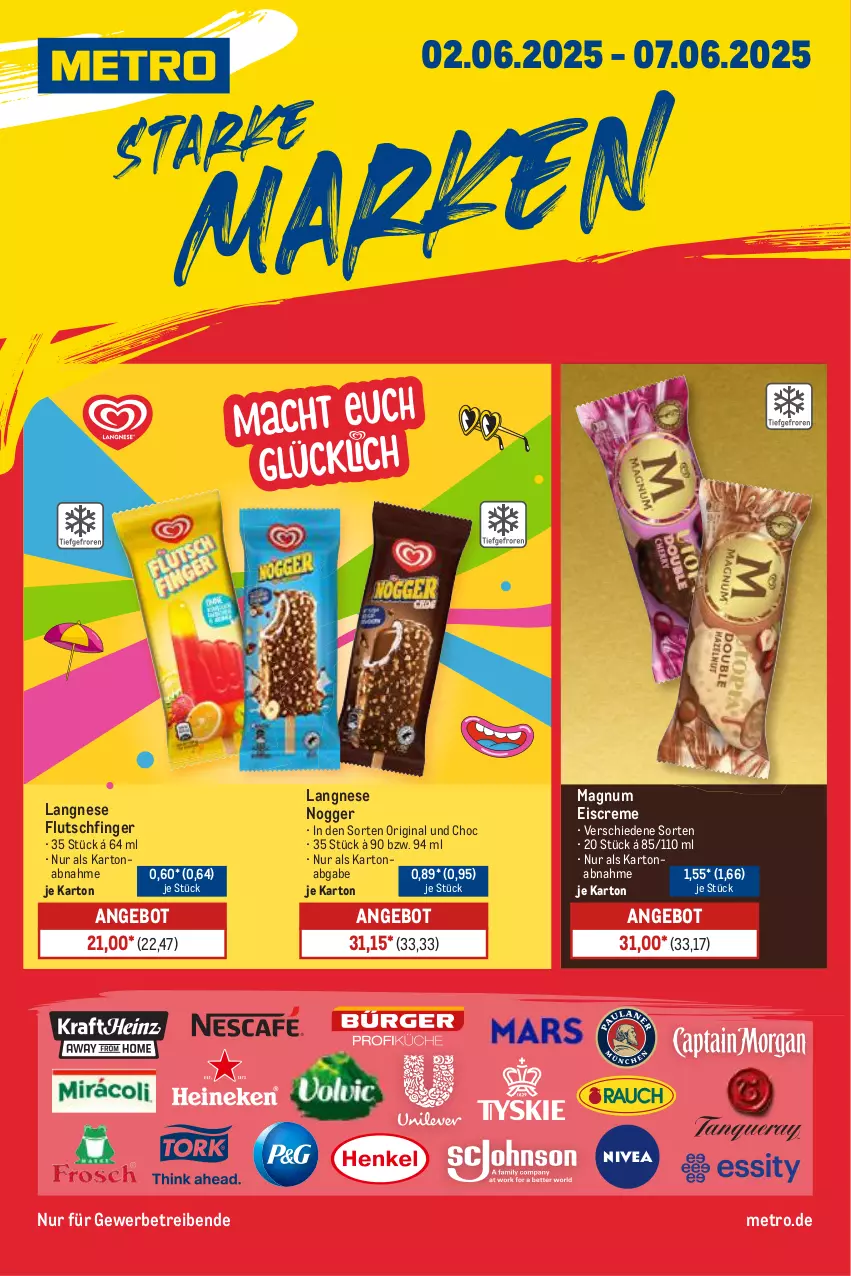 Aktueller Prospekt Metro - Starke Marken - von 02.06 bis 07.06.2025 - strona 1 - produkty: angebot, creme, eis, eiscreme, gin, langnese, magnum, Metro, nogger