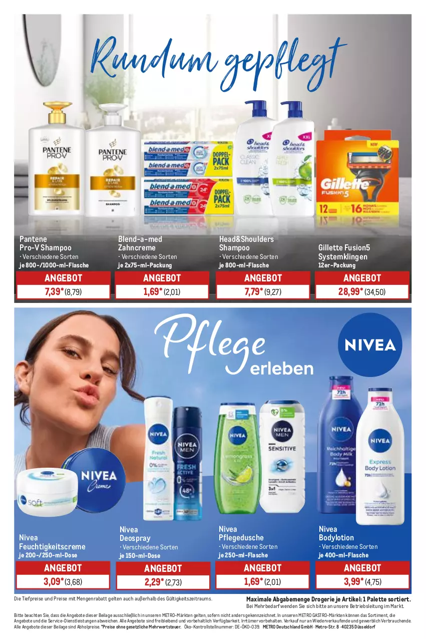 Aktueller Prospekt Metro - Starke Marken - von 02.06 bis 07.06.2025 - strona 15 - produkty: abholpreise, angebot, angebote, blend-a-med, body, bodylotion, creme, deo, deospray, dusche, eis, feuchtigkeitscreme, flasche, fusion5, gillette, ilag, Lotion, Metro, metro gastro, nivea, Palette, pantene, pflegedusche, pro-v, Rauch, reis, rwe, shampoo, Systemklingen, Ti, tiefpreis, zahncreme