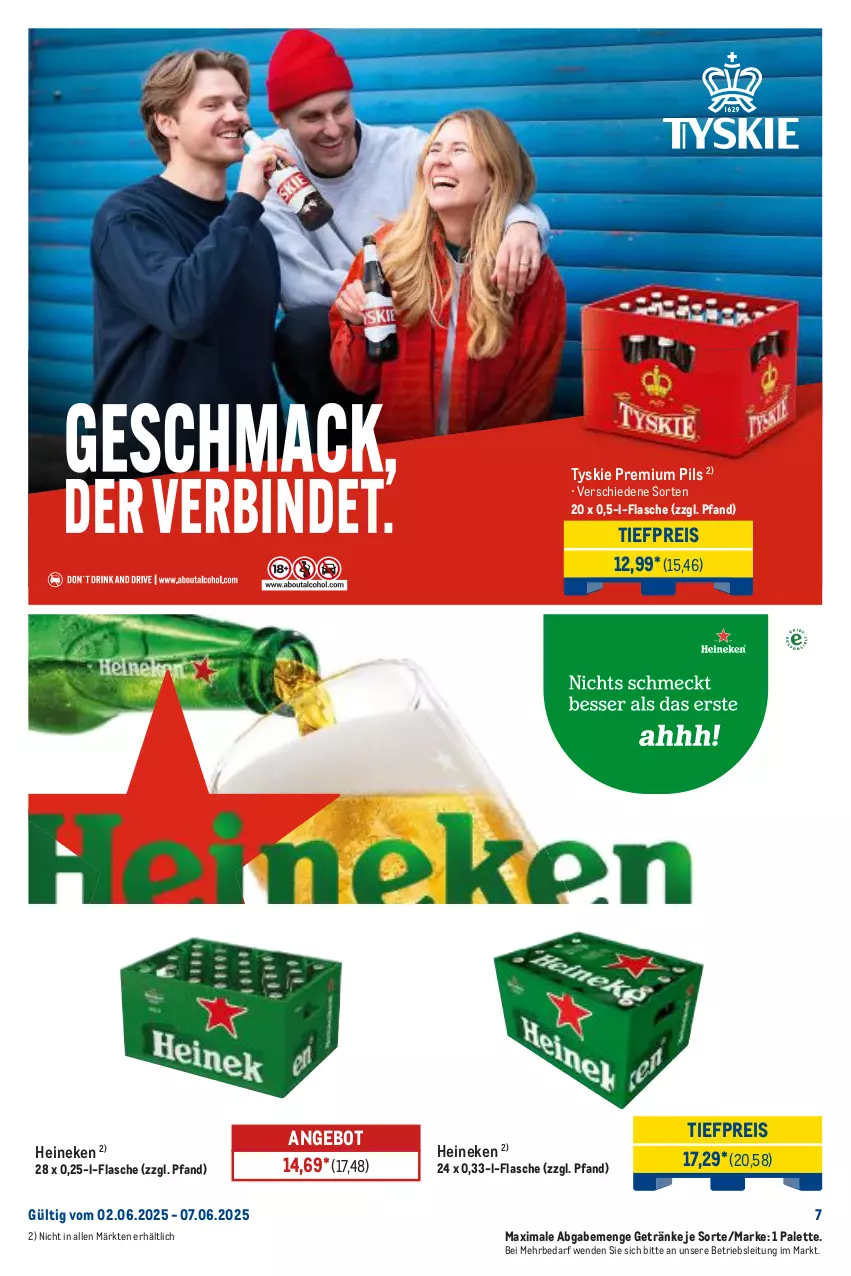 Aktueller Prospekt Metro - Starke Marken - von 02.06 bis 07.06.2025 - strona 7 - produkty: angebot, eis, flasche, getränk, getränke, heineken, Palette, pils, premium pils, reis, Ti, tiefpreis, tyskie