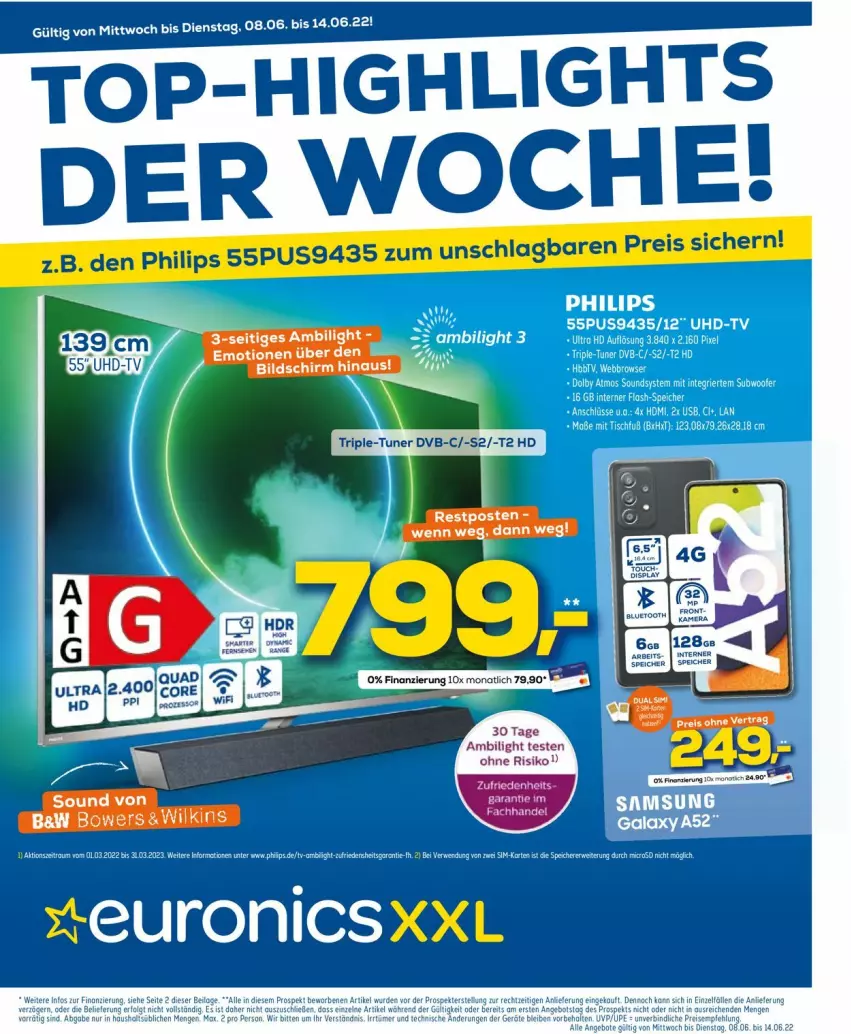 Aktueller Prospekt Euronics - Prospekte - von 08.06 bis 15.06.2022 - strona 1 - produkty: dvb, eis, Philips, sim, tuner