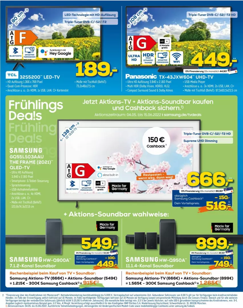 Aktueller Prospekt Euronics - Prospekte - von 08.06 bis 15.06.2022 - strona 2 - produkty: dvb, HDMI, panasonic, Samsung, soundbar, Ti, tisch, tuner, uhd, UHD-TV, usb