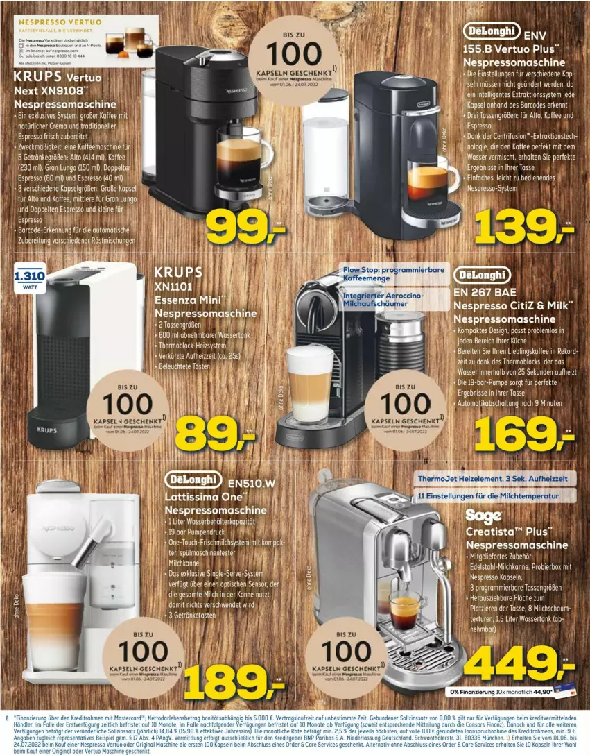 Aktueller Prospekt Euronics - Prospekte - von 08.06 bis 15.06.2022 - strona 8 - produkty: ente, espresso, getränk, getränke, kaffee, kaffeemaschine, küche, milch, nespresso, tasse, tee, Ti, tisch, wasser, weck