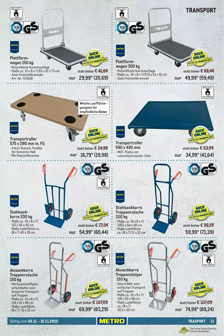 Aktueller Prospekt Metro - Transport & Lagern Spezial - von 03.11 bis 16.11.2022 - strona 11 - produkty: eis, latte, reis, Roller, sac, Sport, Ti