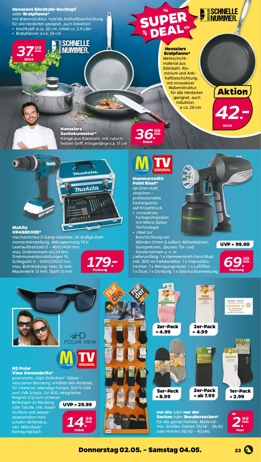 Aktueller Prospekt Netto - Woche 18 - von 29.04 bis 04.05.2024 - strona 23 - produkty: akku, auer, Behälter, bratpfanne, Brille, edelstahl, eis, elle, ente, fenster, Gläser, herdarten, Holz, HP, kleid, Kleidung, Kochtopf, Makita, messer, mikrofaser, möbel, pfanne, Rauch, Reinigung, Ria, rum, rwe, Schal, Schale, sneaker, sneakersocken, socken, sonnenbrille, Tasche, Ti, topf, tuc, wasser