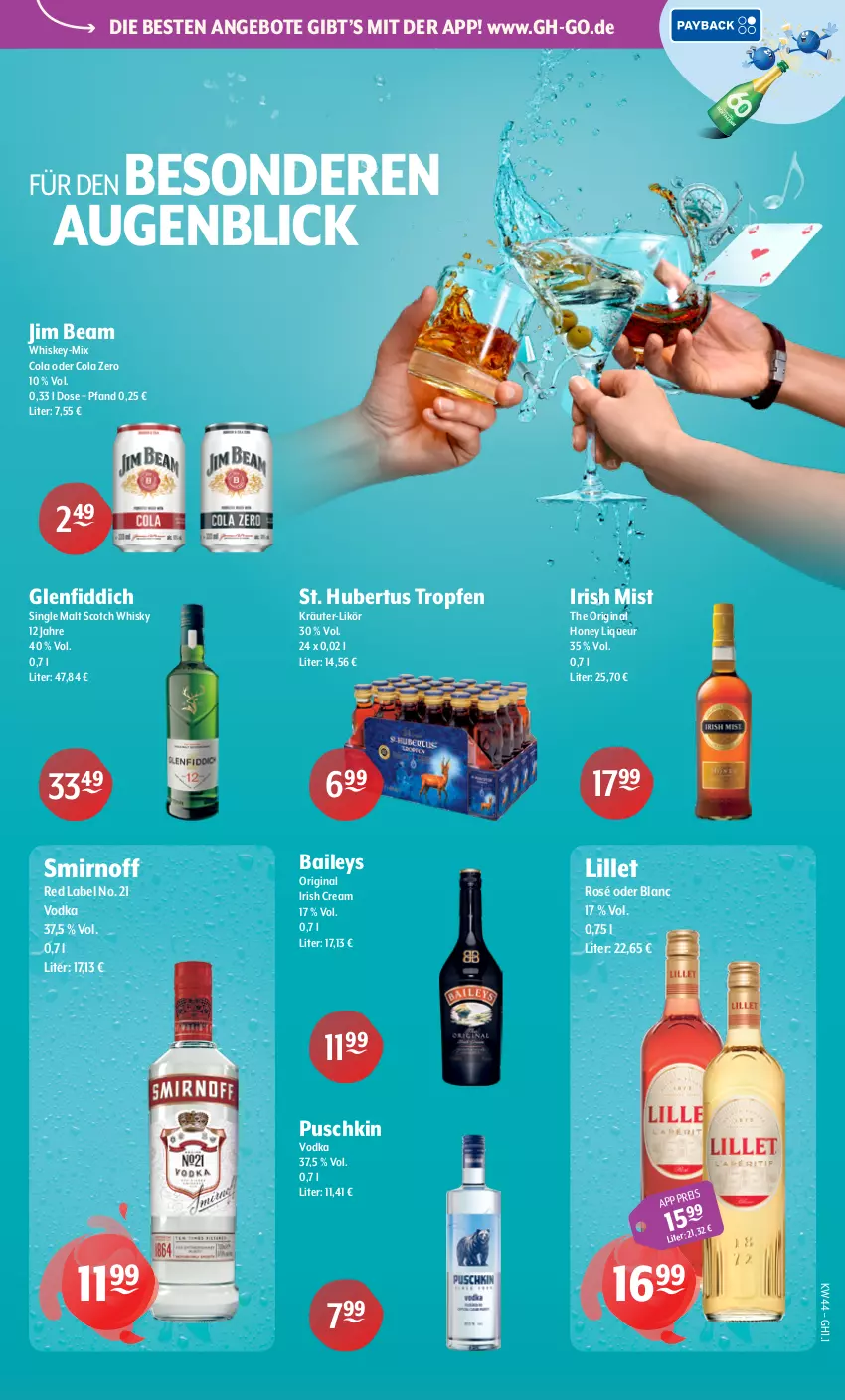 Aktueller Prospekt Getraenke Hoffmann - Prospekte - von 26.10 bis 31.10.2026 - strona 5 - produkty: angebot, angebote, baileys, cola, eis, gin, irish cream, jim beam, kräuter, likör, lillet, liqueur, puschkin vodka, scotch, scotch whisky, single malt, smirnoff, vodka, whiskey, whisky