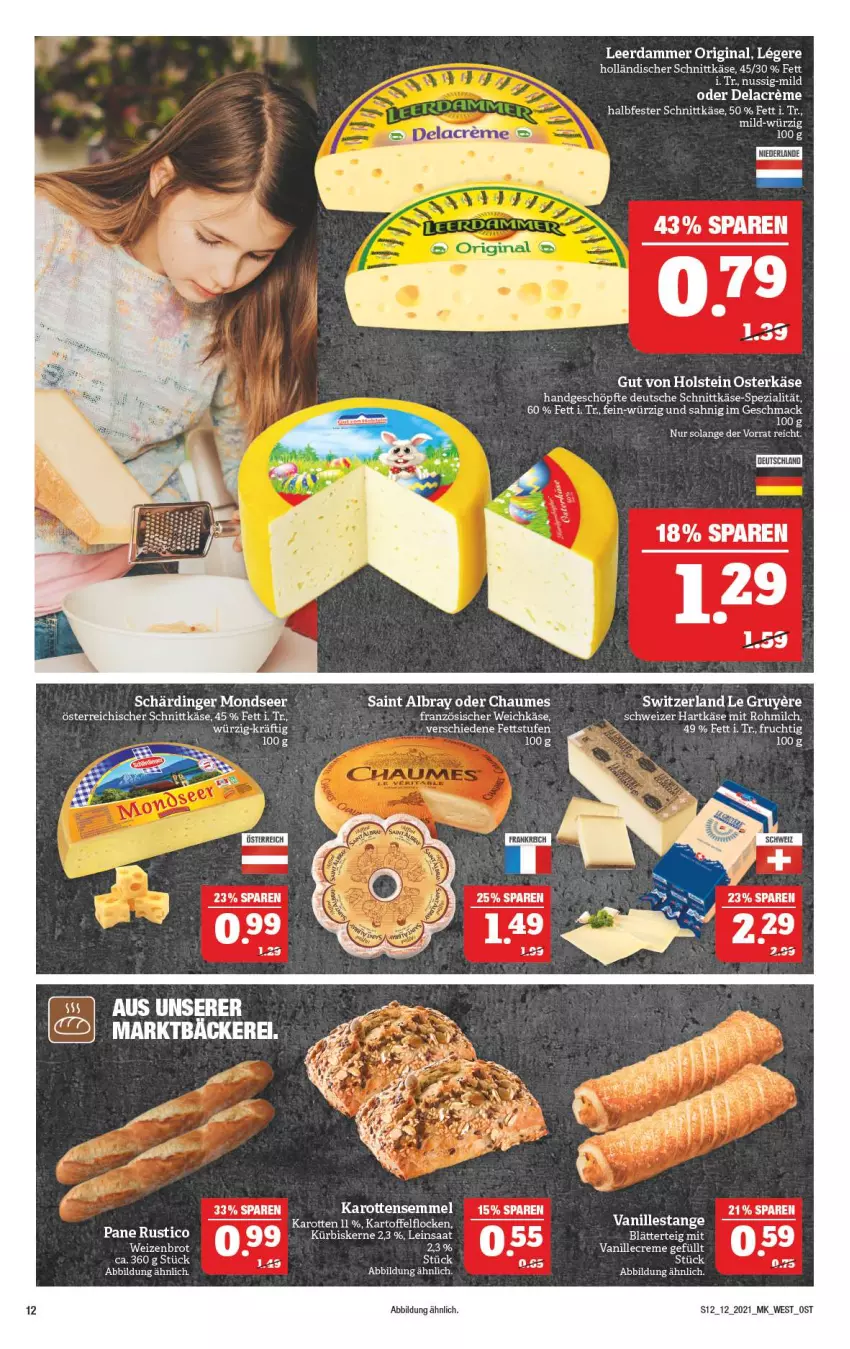 Aktueller Prospekt Marktkauf - Prospekt - von 21.03 bis 27.03.2021 - strona 12 - produkty: albray, blätterteig, chaumes, französischer weichkäse, gin, halbfester schnittkäse, holländischer schnittkäse, karotten, kartoffel, Käse, leerdammer, mac, nuss, österreichischer schnittkäse, saint albray, Schärdinger, schnittkäse, Semmel, Spezi, tee, Ti, vanille, weichkäse