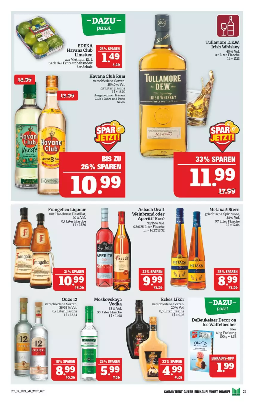 Aktueller Prospekt Marktkauf - Prospekt - von 21.03 bis 27.03.2021 - strona 25 - produkty: aperitif, asbach uralt, Becher, debeukelaer, decor, deka, flasche, frangelico, haselnuss, irish whiskey, likör, limette, limetten, liqueur, Metaxa, Mett, metten, moskovskaya, nuss, ouzo, Schal, Schale, Ti, tullamore, vodka, wein, weinbrand, whiskey