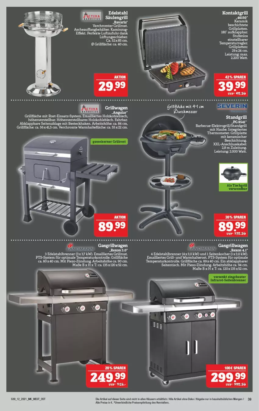 Aktueller Prospekt Marktkauf - Prospekt - von 21.03 bis 27.03.2021 - strona 39 - produkty: barbecue, Bau, beere, beeren, Behälter, besteck, edelstahl, eier, eis, Elektro, elle, ente, gasgrill, grill, grillfläche, grillplatte, grillrost, Holz, holzkohle, Kamin, Kocher, kontaktgrill, latte, piezo-zündung, reis, Ria, rwe, standgrill, teller, Ti, tisch, tischgrill, uhr, Zelt