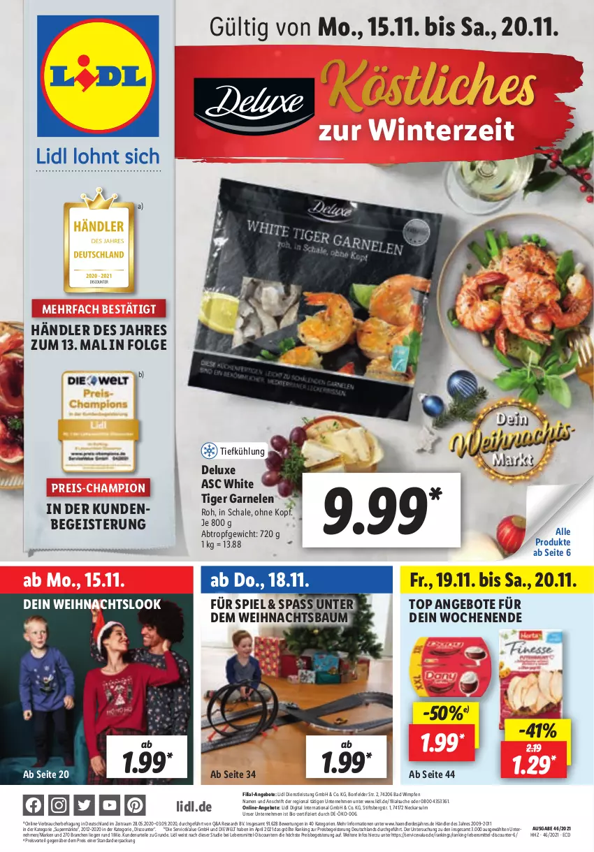 Aktueller Prospekt Lidl - Aktionsprospekt - von 15.11 bis 20.11.2021 - strona 1