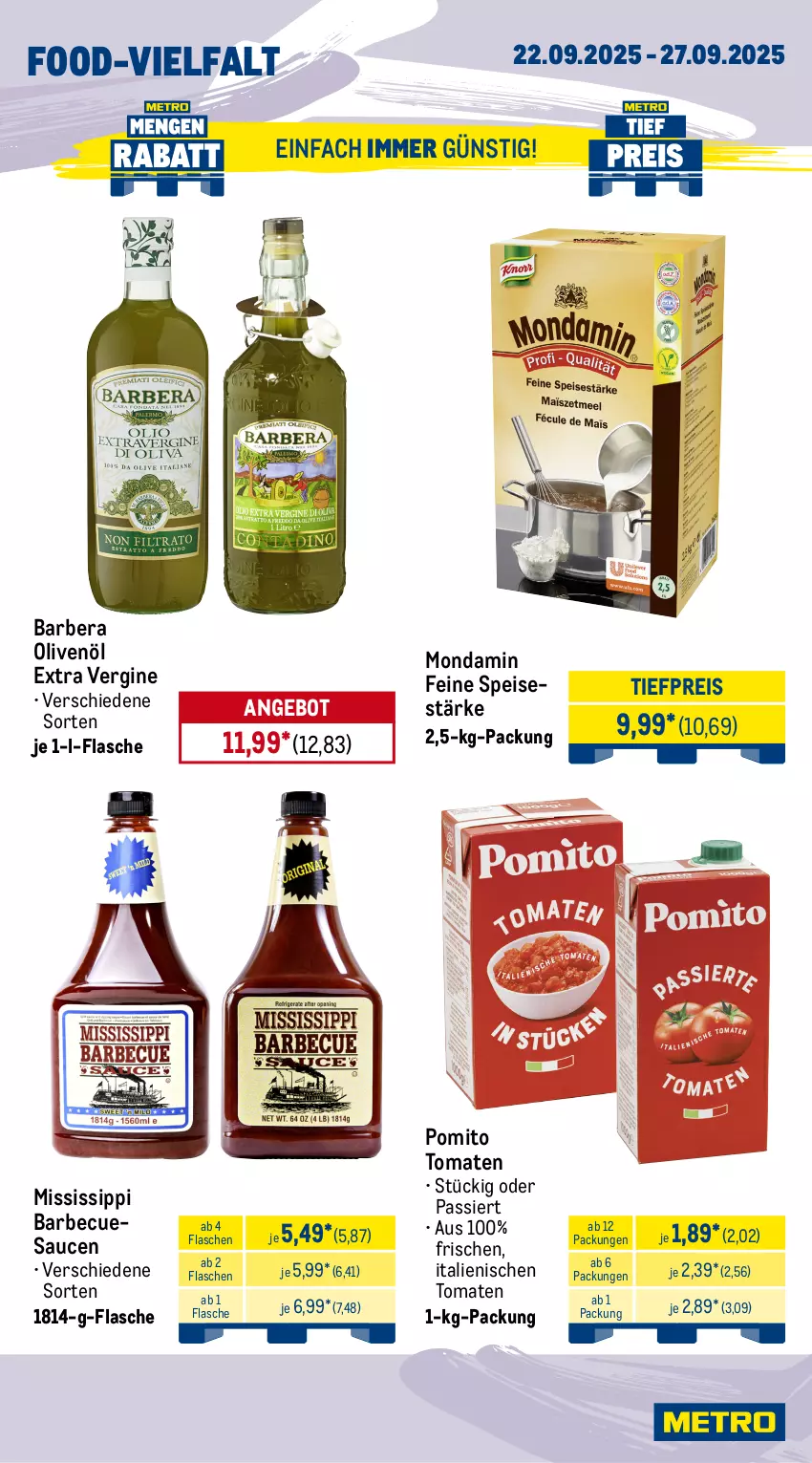 Aktueller Prospekt Metro - Wochen-Angebote Gastro - von 22.09 bis 27.09.2025 - strona 12 - produkty: angebot, barbecue, bohne, coca-cola, cola, coupon, dallmayr, eis, flasche, getränk, getränke, gin, Manner, mondamin, olive, oliven, olivenöl, olivenöl extra, Palette, pomito, reis, sauce, saucen, Ti, tiefpreis, tomate, tomaten