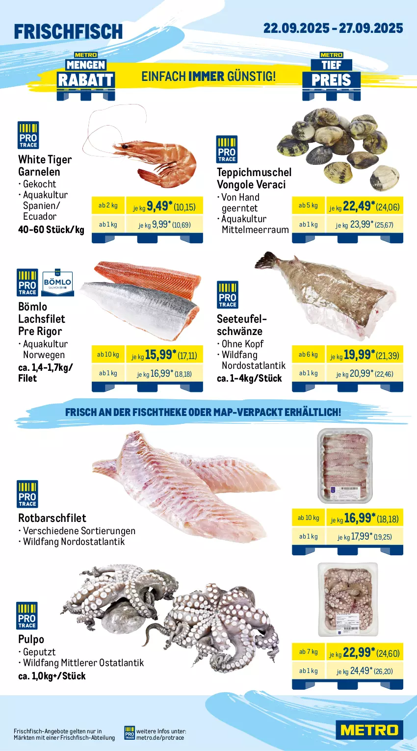 Aktueller Prospekt Metro - Wochen-Angebote Gastro - von 22.09 bis 27.09.2025 - strona 5 - produkty: Abtei, angebot, angebote, aqua, aust, beef, eis, entrecôte, filet, fisch, fischtheke, fleisch, frischfisch, garnelen, lachs, lachsfilet, Metro, rind, rinder, rinderfilet, roastbeef, Rotbarsch, rotbarschfilet, rwe, steak, steakhüfte, teppich, Ti, Wild