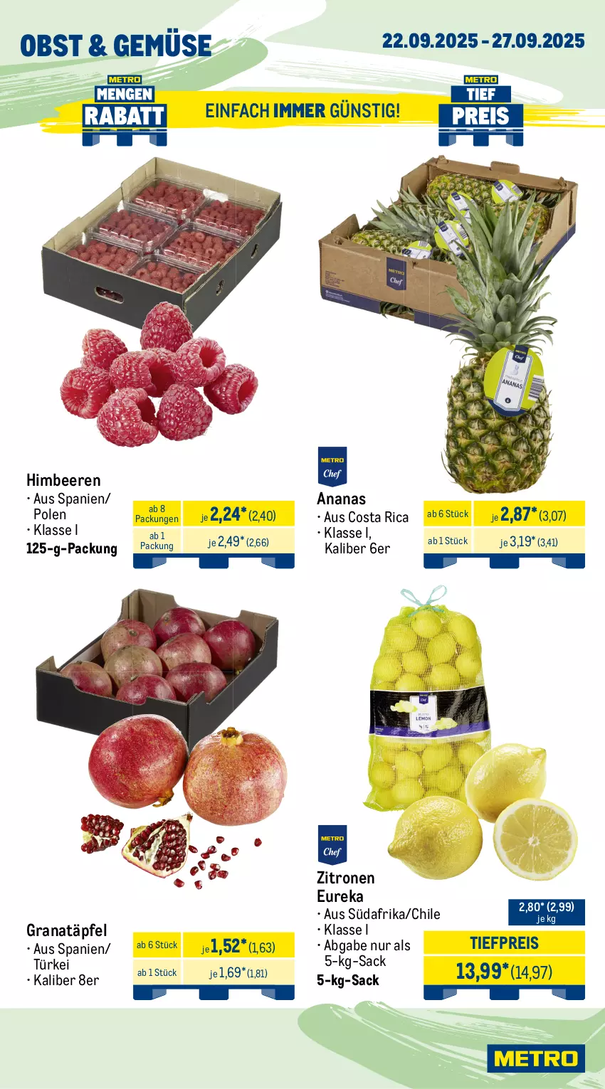 Aktueller Prospekt Metro - Wochen-Angebote Gastro - von 22.09 bis 27.09.2025 - strona 7 - produkty: ananas, angebot, beere, beeren, beutel, cocktail, eis, filet, fisch, garnelen, grana, Granatäpfel, himbeer, himbeere, himbeeren, lachs, lachsfilet, lack, LG, Metro, obst, Rana, reis, sac, Schal, Schale, Ti, tiefpreis, zitrone, zitronen