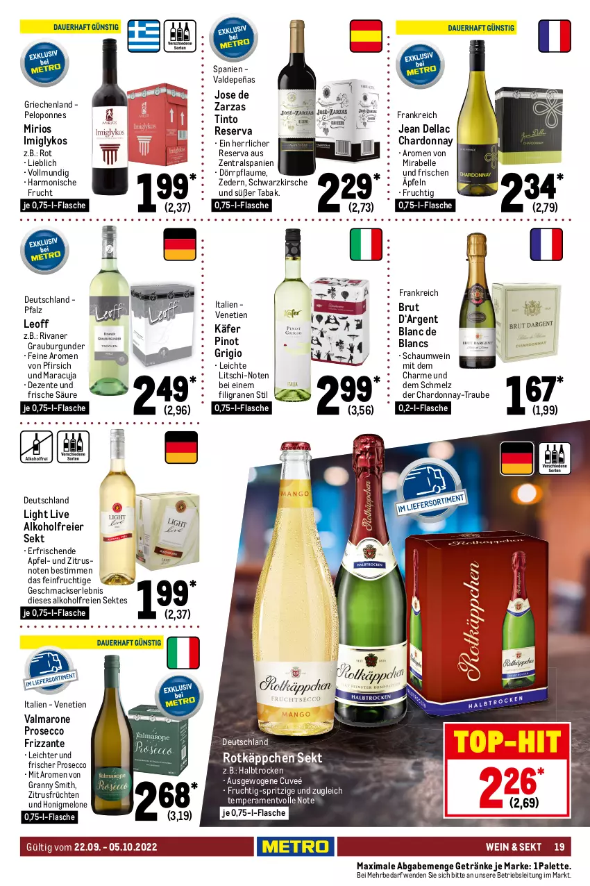 Aktueller Prospekt Metro - GastroJournal - von 22.09 bis 05.10.2022 - strona 19 - produkty: alkohol, apfel, auto, beutel, bohne, brezel, Brezeln, brut, burgunder, cantuccini, chardonnay, cin, de blancs, dell, dip, ecco, eier, eis, elle, ente, espresso, fanta, flasche, frizzante, frucht, früchte, früchten, getränk, getränke, getränkepulver, grauburgunder, honig, honigmelone, huober, käfer, kakao, kirsch, kirsche, lavazza, LG, mac, maracuja, melone, Palette, pfirsich, pflaume, Pinot, pinot grigio, pistazien, prosecco, reis, Rivaner, rotkäppchen, salz, sauce, saucen, sekt, tee, teekanne, Ti, tisch, tomate, tomaten, top-hit, tuc, wein