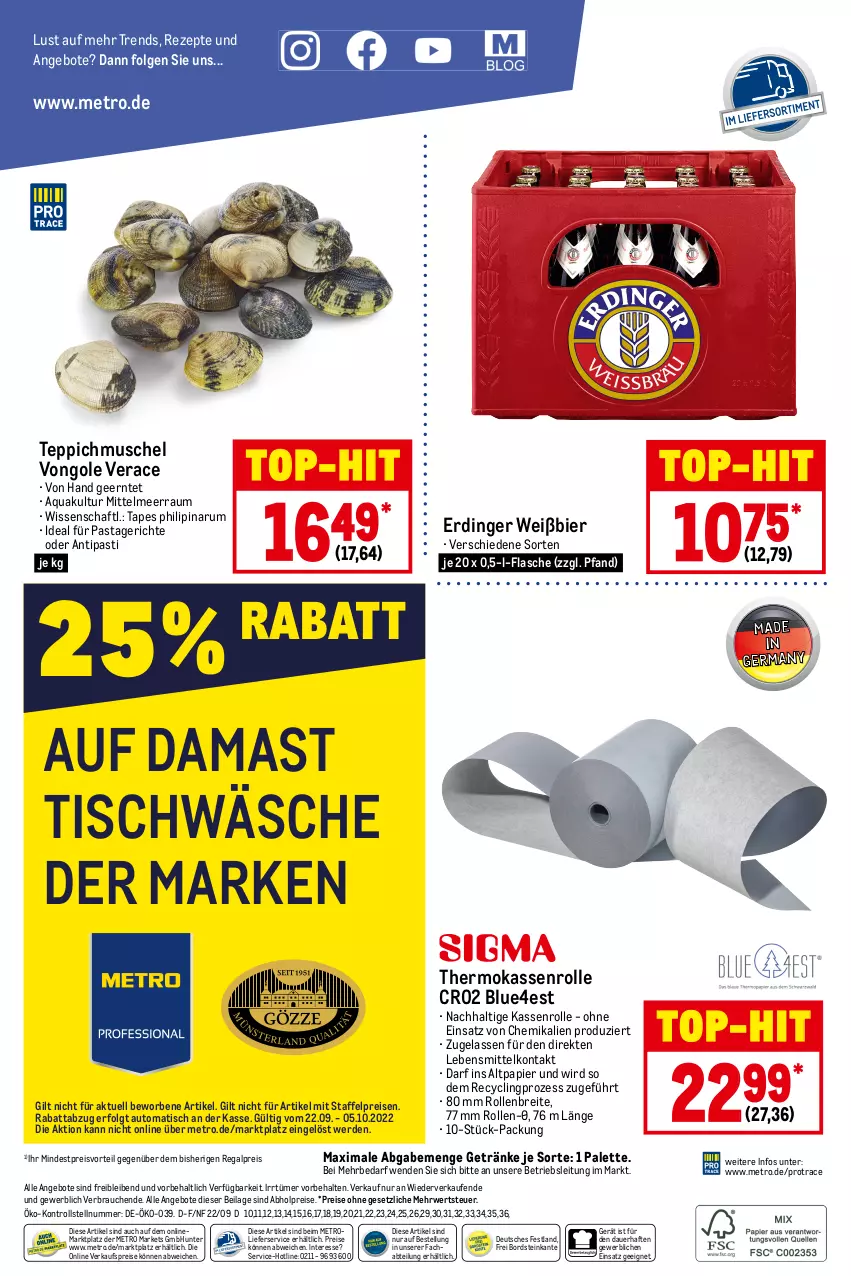 Aktueller Prospekt Metro - GastroJournal - von 22.09 bis 05.10.2022 - strona 36 - produkty: abholpreise, Abtei, angebot, angebote, antipasti, aqua, asti, auer, auto, bier, Brei, Clin, eis, erde, erdinger, flasche, getränk, getränke, ilag, lebensmittel, LG, lieferservice, Metro, Palette, papier, pasta, Pastagericht, preisvorteil, Rauch, regal, reis, rezept, rezepte, rum, rwe, teppich, Ti, tisch, Tischwäsche, top-hit