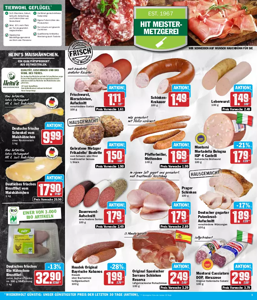 Aktueller Prospekt Hit - Wochenprospekt - von 22.07 bis 27.07.2024 - strona 5 - produkty: ACC, angebot, auer, aufschnitt, Bau, Bauer, bier, bierschinken, bio, braten, Brühwurst, brustfilet, buch, dell, eis, elle, ente, erde, filet, fleisch, Geflügel, gin, hähnchenbrust, hähnchenbrustfilet, henkel, Holz, houdek, joghur, joghurt, kabanos, krakauer, leberwurst, mac, mais, Meister, Mett, metten, Mettenden, monitor, montorsi, mortadella, natur, nuss, paprika, pfeffer, Pfefferbeißer, pute, putenbrust, reis, rezept, Ria, rind, ring, rohschinken, saft, salami, schenkel, schinken, schinkenkrakauer, schwein, serrano, serrano schinken, Sport, Ti, Tiere, wein, wurst, ZTE