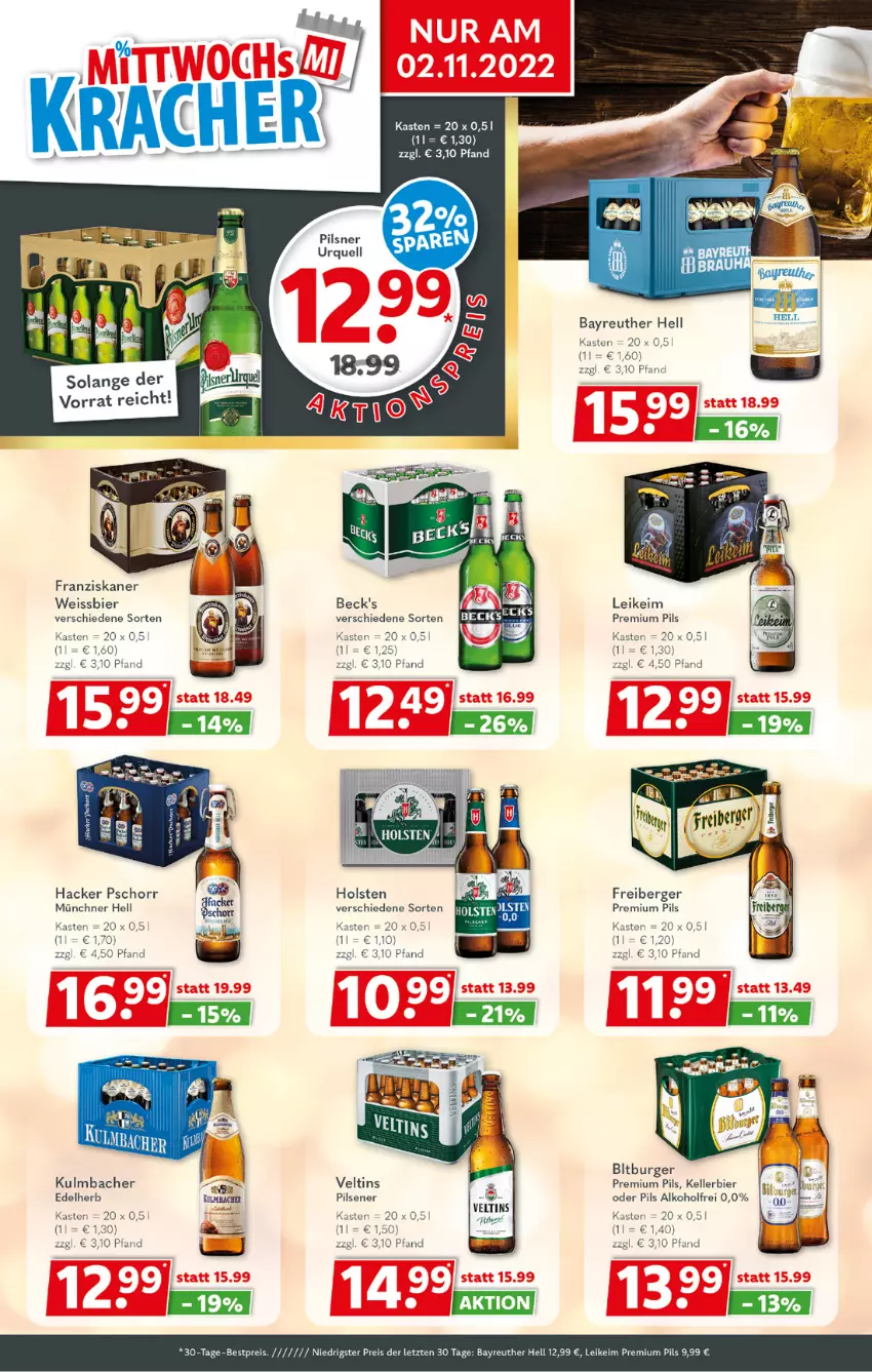 Aktueller Prospekt Getraenkeland - von 01.11 bis 12.11.2022 - strona 2 - produkty: alkohol, Bad, beck's, Berger, bestpreis, bier, burger, eis, elle, franziskaner, Freiberger, hacker pschorr, holsten, kellerbier, pils, pilsener, premium pils, reis, Ti, veltins, weissbier, ZTE