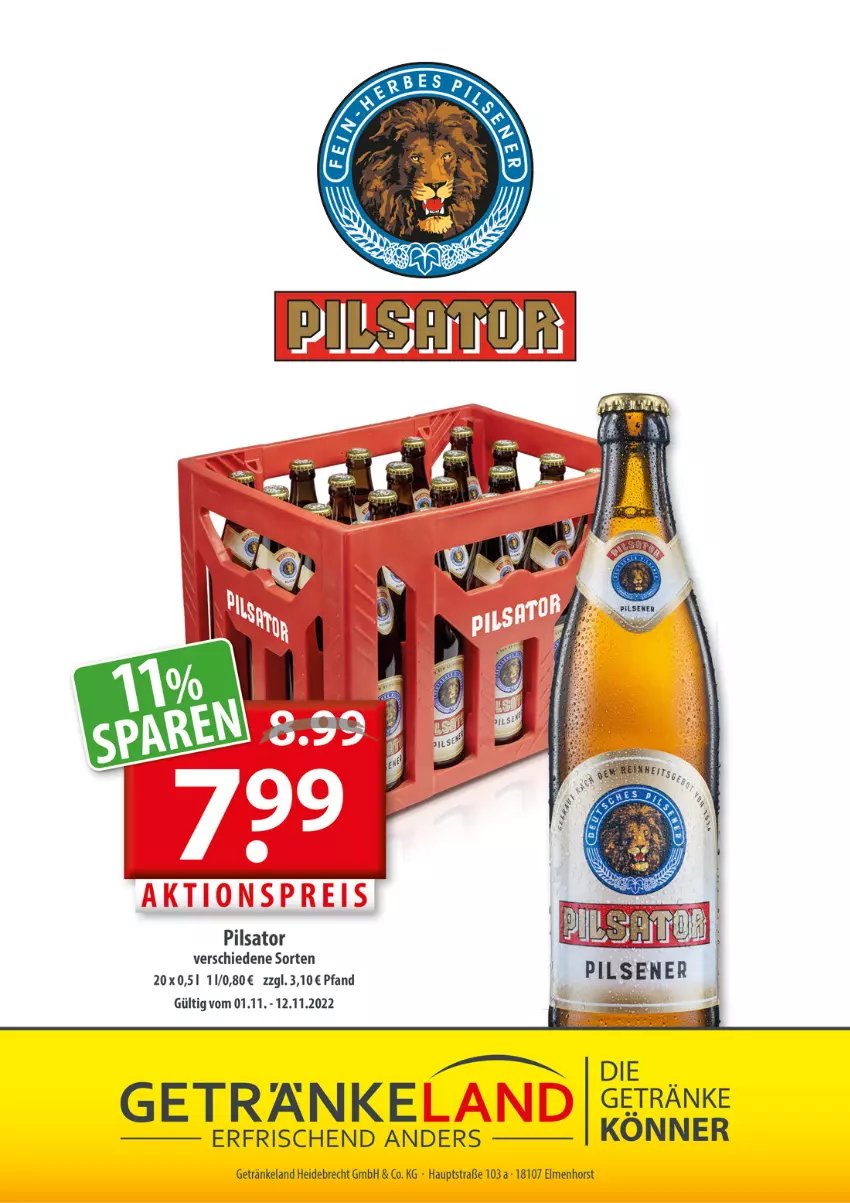 Aktueller Prospekt Getraenkeland - von 01.11 bis 12.11.2022 - strona 8 - produkty: aktionspreis, eis, Elan, getränk, getränke, pils, reis, Ti