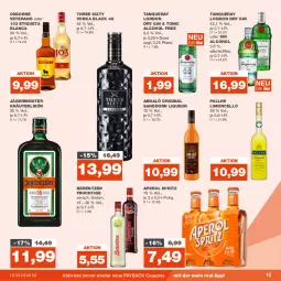 Gazetka promocyjna Real - Gazetka - ważna od 12.08 do 12.08.2023 - strona 15 - produkty: alkohol, aperol, berentzen, coupon, coupons, dry gin, eis, Etiqueta Blanca, frucht, Germ, gin, jägermeister, kräuter, kräuterlikör, lack, likör, limo, liqueur, london dry, london dry gin, Meister, osborne, payback, sanddorn, Tanqueray, Three Sixty, Ti, tonic, veterano, vodka