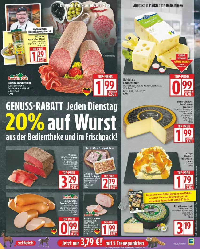 Aktueller Prospekt Edeka - Prospekte - von 25.08 bis 30.08.2025 - strona 5 - produkty: blume, blumen, eis, emmentaler, emmi, frischkäse, goldsteig, hartkäse, HP, Käse, mac, mango, nuss, rebell, reis, rind, salami, schnittkäse, schweizer schnittkäse, top-preis