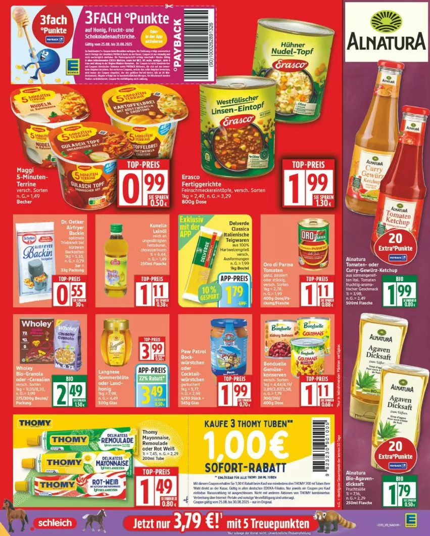 Aktueller Prospekt Edeka - Prospekte - von 25.08 bis 30.08.2025 - strona 9 - produkty: agaven, dicksaft, eis, erasco, flasche, frucht, mac, maggi, reis, saft, Ti, tisch, top-preis