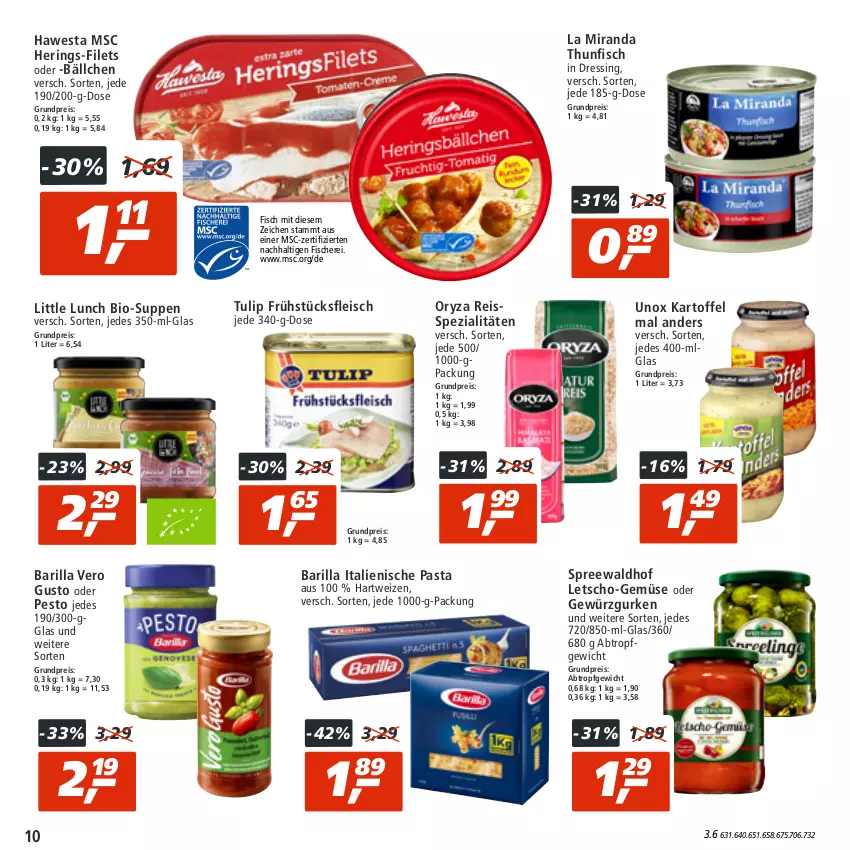 Aktueller Prospekt Real - von 18.07 bis 23.07.2022 - strona 10 - produkty: barilla, bio, dressing, eis, filet, filets, fisch, fische, Fischer, fleisch, frühstücksfleisch, gewürz, Gewürzgurke, gewürzgurken, gurke, gurken, hartweizen, hawesta, hering, Herings, italienische pasta, kartoffel, Letscho, LG, oryza, pasta, pesto, reis, reiss, ring, Schere, Spezi, spreewaldhof, suppe, suppen, thunfisch, Ti, tulip