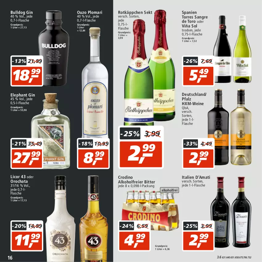 Aktueller Prospekt Real - von 18.07 bis 23.07.2022 - strona 16 - produkty: alkohol, Bulldog, eier, eis, flasche, gin, licor, licor 43, Orochata, ouzo, reis, rotkäppchen, sekt, Ti, wein, weine